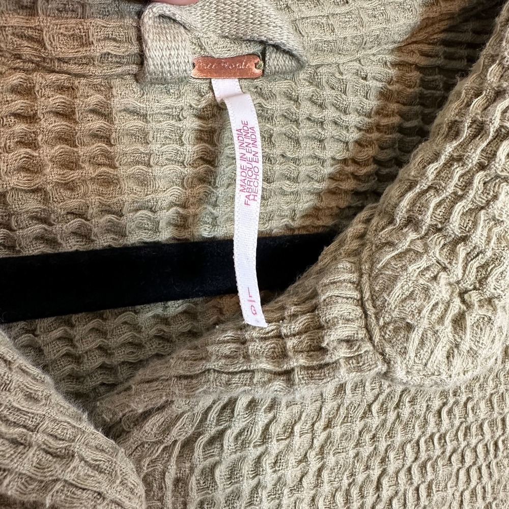 Free People | 100% Cotton Serious Chiller Waffle Button Down in Curly Willow - Picture 5 of 6